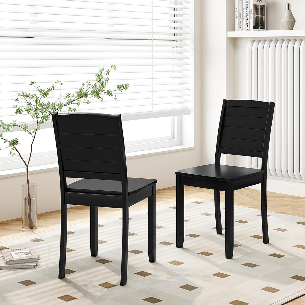 Giantex Wood Dining Chairs Set of 4, Modern Kitchen Chair w/Rubber Wood Legs, Curved Backrest, Farmhouse Diner Chair, Wooden Armless Side Chairs for Home Dining, Restaurant, Load 400 LBS, Black