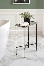 Kate and Laurel Sanzo Modern Metal Skinny Side Table, 17 x 9 x 24, Gunmetal, Rectangular Slim Bedroom Nightstand with Hammered Tabletop for Use as Bedside Accent or Narrow Living Room End Table