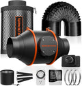 Spider Farmer Air Filtration Kit 4 Inch, Inline Duct Fan with RJ12 Speed Humidity Controller, Carbon Filter Combo, 25 Ft Ducting, Ventilation System Kit for Grow Tents, Hydroponics, Indoor Gardening