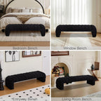 Chifee & Vingol 69.7" W Modern Living Room Bench Upholstered Bedroom Benches End of Bed Bench for Entryway, Dining Room and Living Room,Black