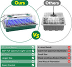 BlumWay Seed Starter Tray with Grow Light,3 Pack 120 Cells Seedling Tray with Humidity Dome/Indoor Grow Kit for Deep-Rooted Seedlings,Adjustable/Timed Light Plant Starter Set