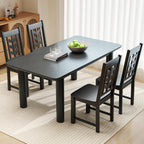 Giantex Wooden Dining Chairs Set of 4, Kitchen Chairs w/Rubber Wood Frame & Leaf-Shaped High Back, Max Load 400 LBS, Farmhouse Armless Dinette Side Chairs for Living Dining Room Restaurant, Black