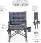 EVER ADVANCED Lightweight Folding Rocking Camping Chair, Padded Portable Rocker Chair for Patio, Lawn and Outdoors, Heavy Duty Hard Armchair for Adults, Grey