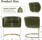 Hyfirm Olive Green and Gold Modern Barrel Dining Room Chairs Set of 4, Velvet Upholstered Accent Chairs with Curved Back for Kitchen Island, Luxury Comfort Seating Cantilever Metal Frame