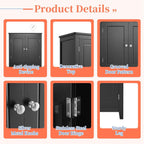43.3" Tall Kitchen Storage Cabinet with Doors, Freestanding Pantry Cabinet with Hanging Shelves& Adjustable Shelves, Large Space Wooden Farmhouse Cupboard for Kitchen, Dining Room& Living Room (Black)
