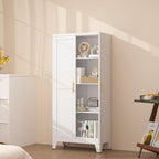 erosoei Metal Pantry Storage Cabinet, Kitchen Storage Cabinets with Adjustable Feet and Shelves, Metal Pantry Cabinet for Kitchen, Living Room, Laundry Room and Dinning Room (2door-White)