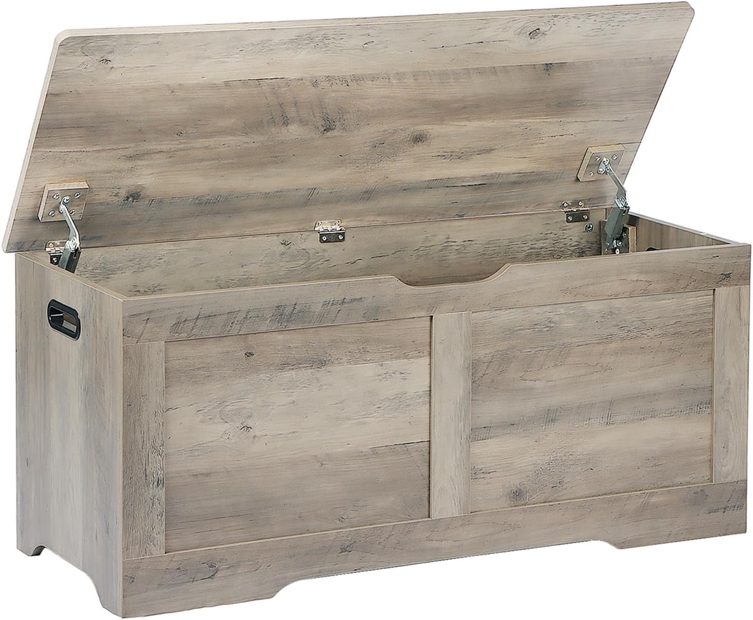 Timberer 39.4" Storage Chest, Storage Trunk with 2 Safety Hinges, Wooden Storage Bench, Shoe Bench, Entryway Bench for Living Room, Bedroom, Grey