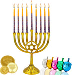 Hanukah Candle Dripless Chanukah Hanukkah Candles Decorative Purple, Blue, Orange Orange Frosted Stripes - 45 Candles 1-Hour Burn Time