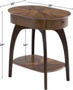 LAX Mid-Century Modern Wood Chairside End Table with USB Charging Station, Drawer and Shelf Storage. Nutmeg with Espresso Legs