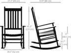 Outsunny Outdoor Rocking Chair High Density Wooden Rockers Black | Patio Rocking Chair, Smooth Curves, for Lawn Garden Porch, Supports Up to 350lbs