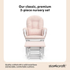 Storkcraft Premium Hoop Glider & Ottoman, White/Pink
