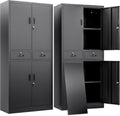 BESFUR Metal Storage Cabinet with 2 Drawers 4 Doors and 2 Adjustable Shelves Garage Storage Cabinet with Lock 71" Office Storage Cabinets Locking Cabinets for Garage Office Shop Home (Black)