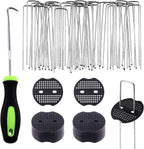 Swpeet 101Pcs U-Shaped Landscape Garden Stakes Staples and Plastic Fixing Gasket with Pick Hook Assortment Kit, Garden Lawn Landscape Staples for Irrigation Hoses, Fixed Fences, Artificial Turf Nails