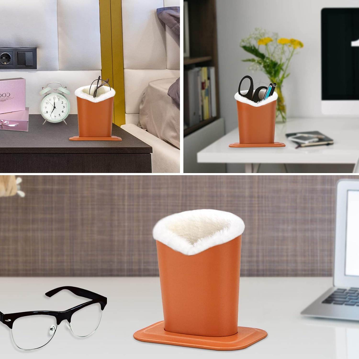 bvya 2 Pcs Eye Glass Holder Stands, Candy Sweet Color Eyeglasses Holder with Plush Lining for Table, Desk, Nightstand