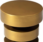 Glitzhome Gold Floating Disks Side Table & Accent Stool - 18" H Modern Antique End Table, Durable MGO Fiberglass Desk for Living Room, Holds 220 lbs, Multi-Functional & Easy to Clean