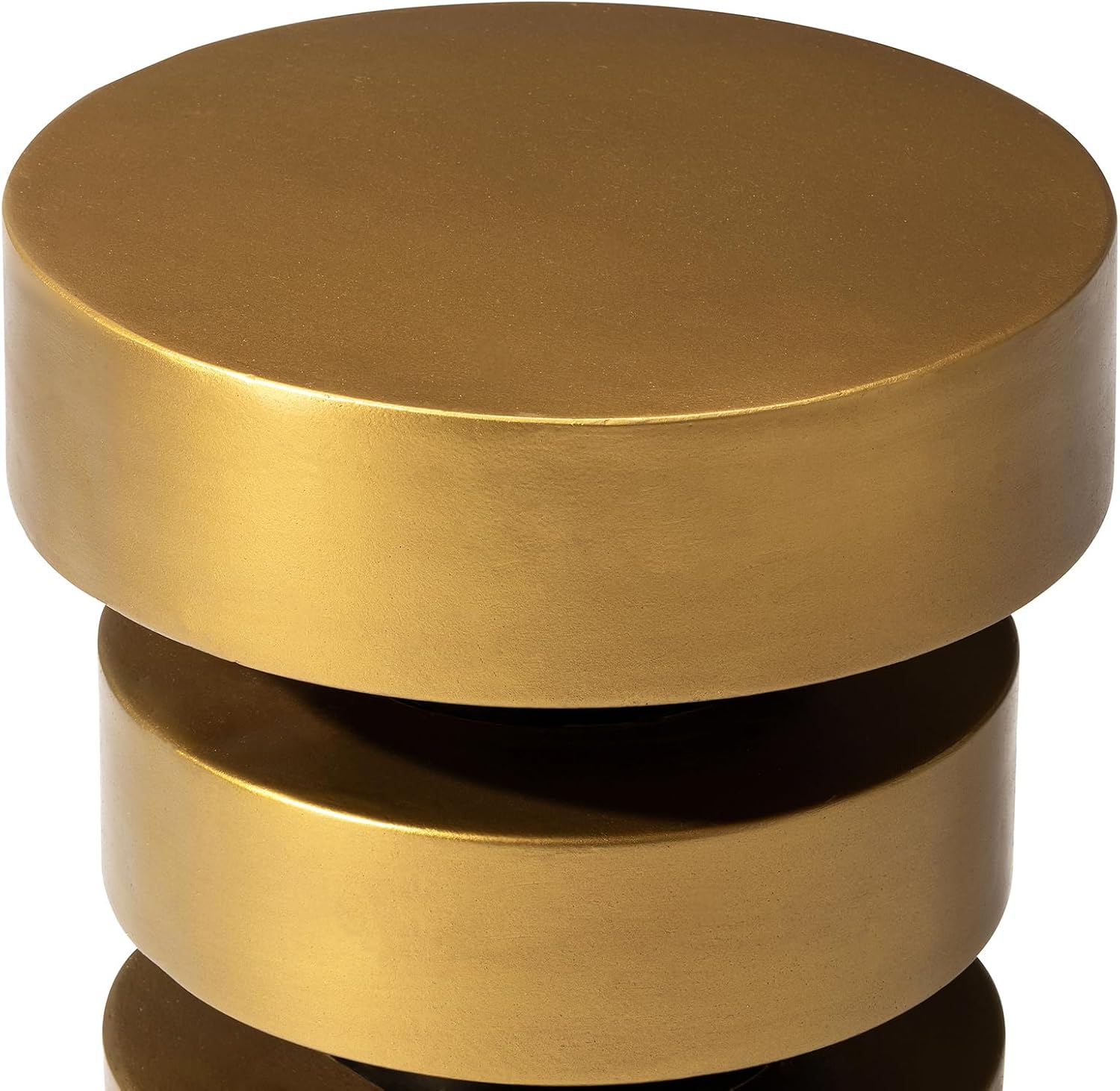 Glitzhome Gold Floating Disks Side Table & Accent Stool - 18" H Modern Antique End Table, Durable MGO Fiberglass Desk for Living Room, Holds 220 lbs, Multi-Functional & Easy to Clean