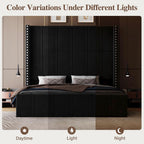 Queen Bed Frame with 65.75" Tall Headboard, Black
