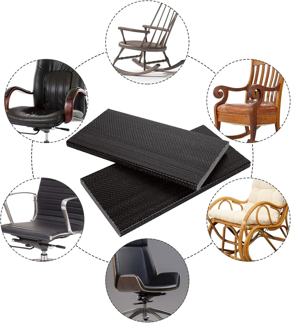 10 Pack Patio Rocking Chair Spring Plates Replacement, Patio Chair Repair Kit Universal Fiberglass Spring for Outdoor Swivel Rocker, 5 x 2.5 x 0.25 Inches