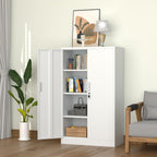 iJINGUR Metal Storage Cabinet with Locking Doors and Adjustable Shelves, 53.5-Inch Tall Lockable Storage Cabinets for Home Office Garage Kitchen Pantry (White)