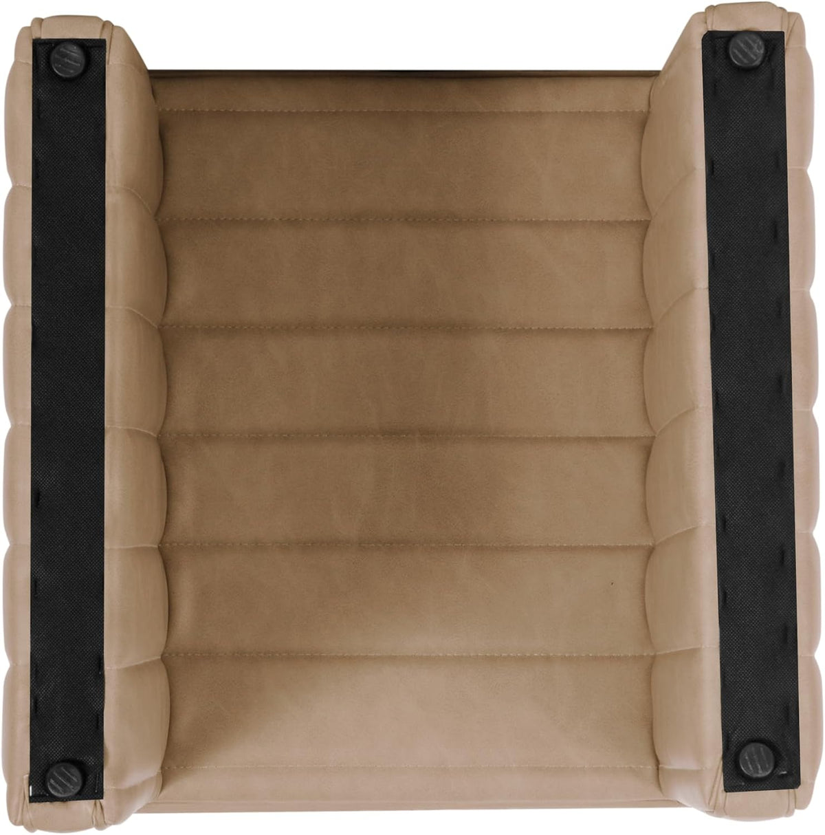 HomePop Modern Channel Tufted Faux Leather Ottoman|Homepop Home Décor|Ottoman for Living Room & Bedroom - Sand Faux Leather