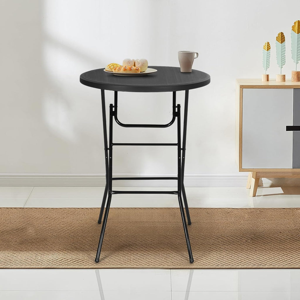 Nice C Plastic High Top Cocktail Table, 31.5" Foldable Bar Table (2P Black) | Portable Round Table, Counter Height Table, Bistro Table, Waterproof, Indoor, Outdoor, Parties, Weddings, Camping, Backyard