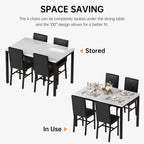 Hooseng Dining Table Set for 4 Faux Marble Kitchen Table and Chairs Set of 4,5 Piece with PU Leather Upholstered Dinner Chairs for Compact Dining Room,Small Space,Black