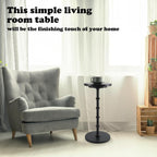 Marsui Black Pedestal Cocktail Side Table Solid Wood Martini Side Table for Couch Small Place Living Room Bedside Area