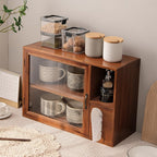 Gdrasuya10 Wooden Countertop Storage Cabinet Kitchen Small Pantry, Kitchen Countertop Organization Storage Shelf Pantry with Door Tabletop Countertop Spice Rack for Dishs, Cups, Bowls