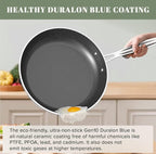 Nuwave 7pc Cookware Set Healthy Duralon Blue Ceramic Nonstick Coated, Diamond Infused Scratch-Resistant, PFAS Free, Oven Safe, Induction Ready & Evenly Heats, Tempered Glass Lids & Stay-Cool Handle