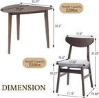 P PURLOVE Modern 3 Piece Table Set, Triangular Table and 2 Curved Wood Chairs for Living Room, Dining Room, Kitchen, Small Space, Minimalist Space-Saving (Brown and Grey)