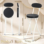 Xuhal 2 Pack Folding Bar Stools with Back 23.6'' Tall Foldable Stool Seat Padded Portable High Folding Bar Chair Counter Height Foldable Stools Leather Padded for Kitchen Shop Cafe Dining Room