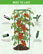 MQHUAYU 3 Pack Tomato Cages,Square Tomato Plant Stakes Support Cages Trellis for Garden Climbing Vegetables Flowers Fruits,Extra Bold