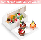 White Cupcake Boxes Holds 6 Standard Cupcake Container,50 Packs,Pastry and Bakery,9.4x6.1x3.14Inches Cookie Boxes with Window and Six Treat Holder for Birthday Holiday Party Bakery