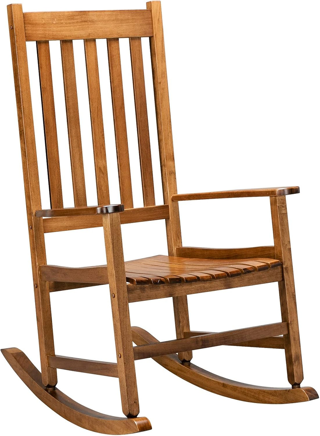Rocking Chair Wooden Frame Chair Indoor and Outdoor,Outdoor Rocking Chair, Patio Wooden Rocking Chair with Smooth Armrests, High Back for Garden, Balcony, Porch, Supports Up to 352 lbs., Natural