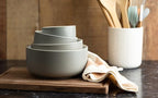 KooK Ceramic Mixing Bowls, Nesting Bowls, Set of 4, Kitchen Bowls, Prep, Serving, Gift, Microwave and Dishwasher Safe, 10/16/29/47 oz, (Grey)