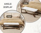 CIMOTA 49 Inch Modern Entryway Bench, Upholstered Bedroom Bench with Solid Wood Frame, Y-Shaped Foot, Comfy Ottoman for Bedroom End of Bed/Hallway/Living Room/Indoor, Linen Beige