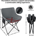 Leonyo Camping Chairs for Adults, 2 Pack Folding Lawn Chair & Table, Grey | Oversized & Portable Beach Chair for Outdoor Sports, Fishing, Rv Travel, Picnic