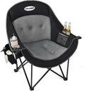 Coldbee Oversized Camping Chairs, Heavy Duty Padded, Thick Headrest, Black