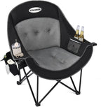 Coldbee Oversized Camping Chairs, Heavy Duty Padded, Thick Headrest, Black
