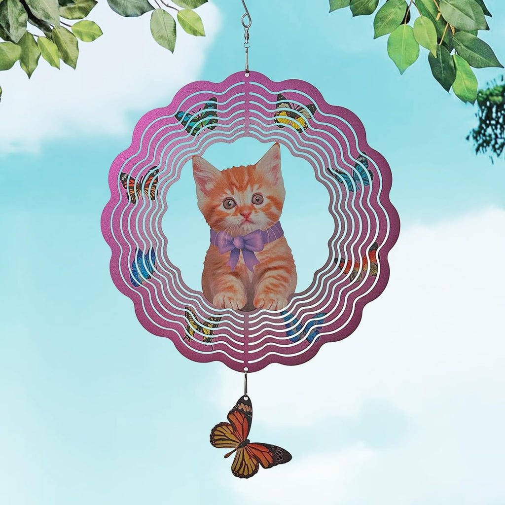 Metal Cat Wind Spinner,Metal Wind Spinners for Outdoor,3D Double Sided Hanging Decor for Indoor,Outdoor,Unique Gifts for Women