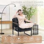 MALOL Mid Century Modern Accent Chair Set of 2, Comfy Living Room Chair, Black Leather Accent Chair, Faux Leather Reception Armchair with Metal Legs for Living Room Bedroom Reception Office, Black