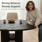 43.3''–59'' Extendable Round Dining Table for 4–8, Modern Wood Oval Kitchen Table with Storage Shelf, Space-Saving Expandable Circle Dinner Table for Dining Room or Living Room (Black)