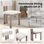 Kmax Farmhouse Dining Chair Set of 6, Linen Fabric Dining Room Chair Curved Backrest Armless Kitchen Chairs with Walnut Wood Legs for Family Diner, Beige