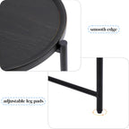 2 Tier Oval Side Table, Modern X-Leg End Table with Round Storage Tray, Black Metal Frame & Wooden Tabletop Design for Living Room, Bedroom & Office (Black)