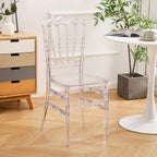 Clear Acrylic Napoleon Chair for Dining, Weddings and Events | Modern Acrylic Seat, Plastic Transparent Crystal Chairs, Armless See Through Chair for Vanities, Banquets, Kitchens