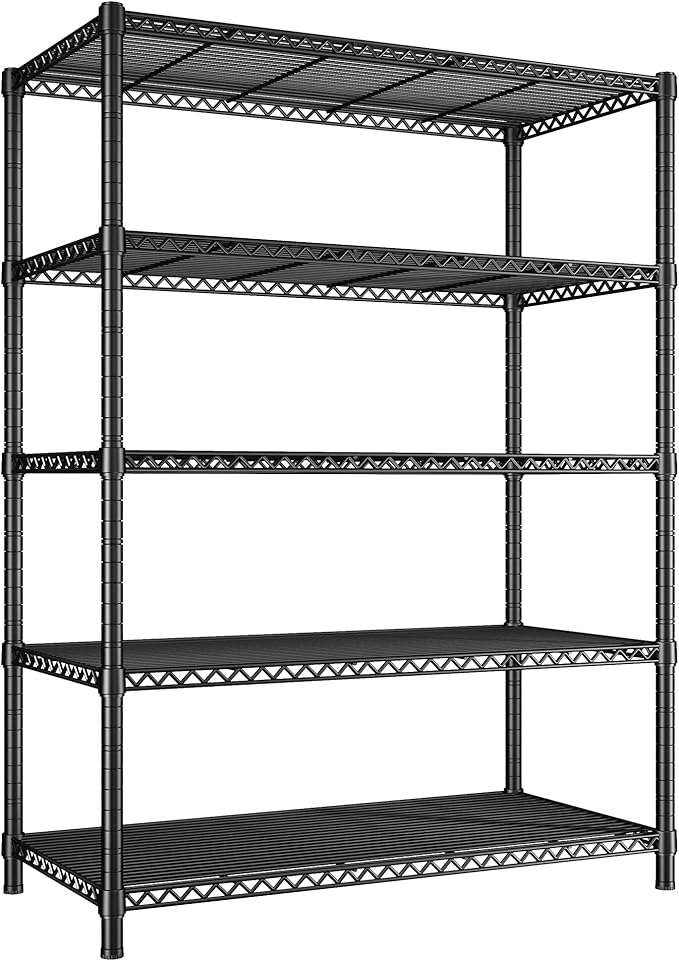 REIBII 5-Shelf Wire Shelving,Storage Shelves Metal Shelves for Storage,72’’H Adjustable Garage Shelving Heavy Duty Storage Rack Pantry Shelf Kitchen Shelving,72’’H X36’’W X14’’D