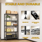 M MZG 1250 lbs 5 Tier Shelf Metal Storage Shelves Shelving Wire Rack Heavy Duty Closet Organizers for Garage Kitchen Bathroom Laundry Black 13.8" D x 29.5" W x 59.5" H