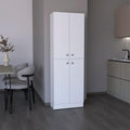 Kitchen Pantry 71" H, 4 Doors, 5 Adjustable Shelves, Laundry, White