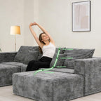 110" U Shaped Sectional Sofa with 2 Ottomans, Modular Corduroy Cloud Couch, Oversized Deep Seat Sofa for Living Room, Flexible Combination Design, No Assembly Required
