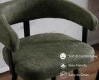Shunzhi Modern Green Counter Height Bar Stools Set of 2 Leather Barstools with Backs/Metal Legs/Footrest Upholstered Counter Stools Comfy Bar Chairs for Dining Room/Home Bar/Kitchen Island/Pub,25 Inch